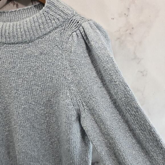 Maeve Sweater Womens XS Light Blue Mock Balloon Sleeve Mock Neck Knit - Picture 12 of 13
